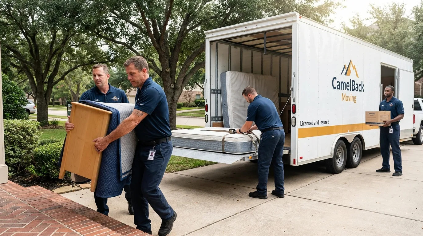 Crew loading residential truck for cross-state move from Syracuse, IN